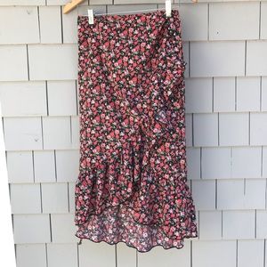 Boho midi wrap floral skirt